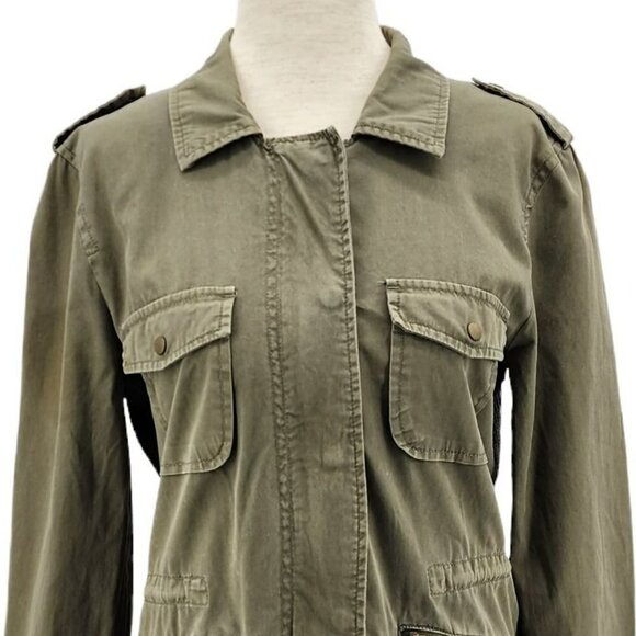 Lily Aldridge for Velvet By Graham & Spence Army Green Zipper Jacket Womens PXS - Picture 2 of 7